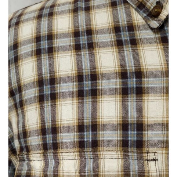 Carhartt Mens XL Beige Plaid Relaxed Fit Long Sleeve Button Down Outdoor Shirt - Picture 3 of 12